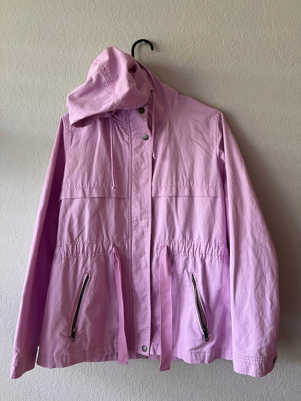 St. John's Bay Lavender Lilac Hooded Anorak Utility Jacket 100% Cotton
